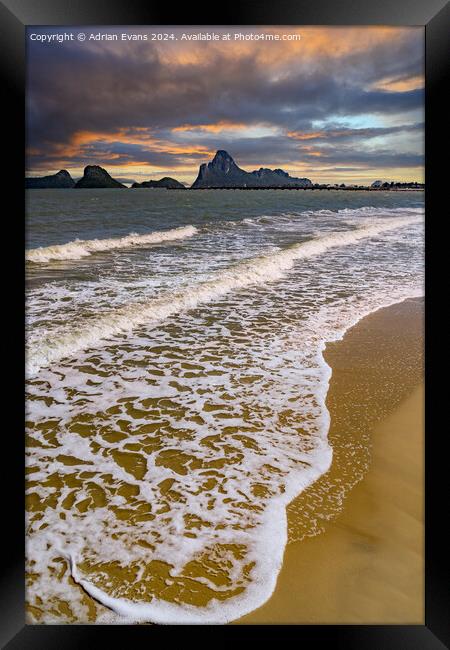 Ao Noi Beach Sunset Thailand  Framed Print by Adrian Evans