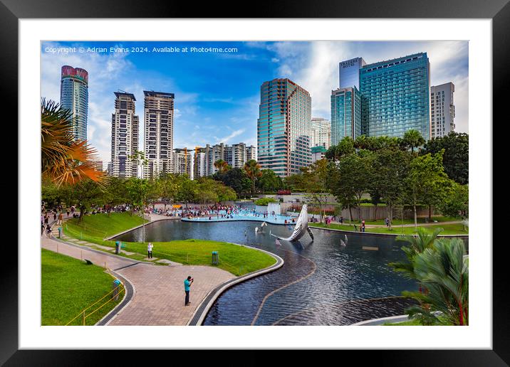 KLCC Park Malaysia Framed Mounted Print by Adrian Evans