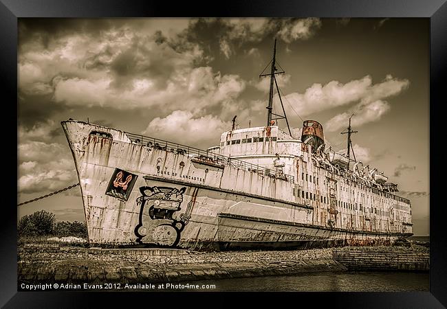 Abandoned Ship Framed Print by Adrian Evans