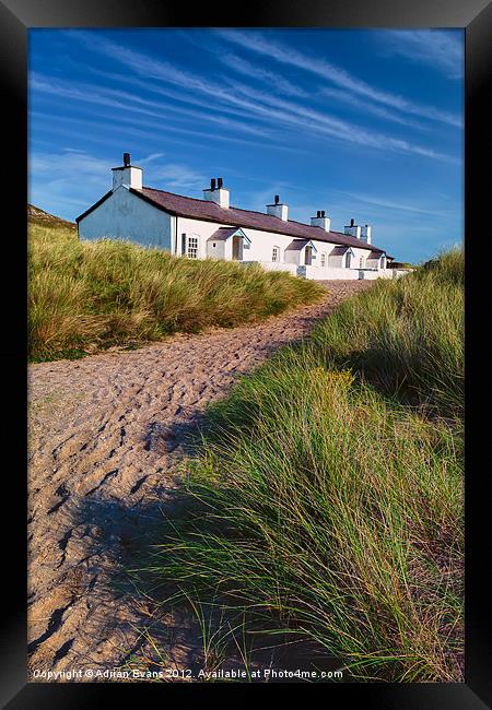 Pilots Cottages Llanddwyn Island Anglesey Framed Print by Adrian Evans