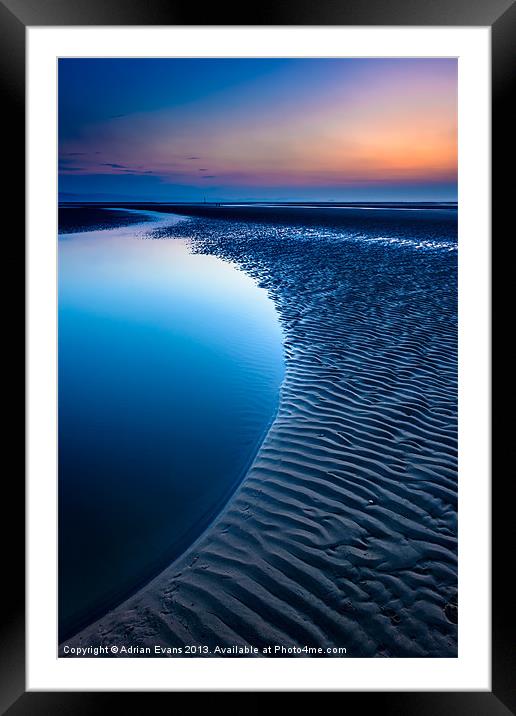 Blue Hour Rhyl Beach  Framed Mounted Print by Adrian Evans
