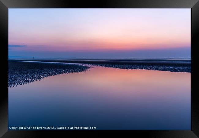 Rhyl Beach Sunset Wales  Framed Print by Adrian Evans