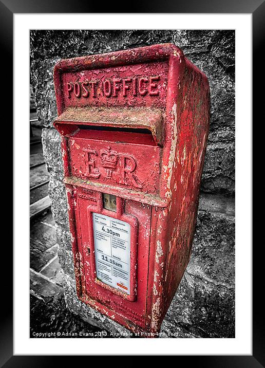 British Post Box Framed Mounted Print by Adrian Evans