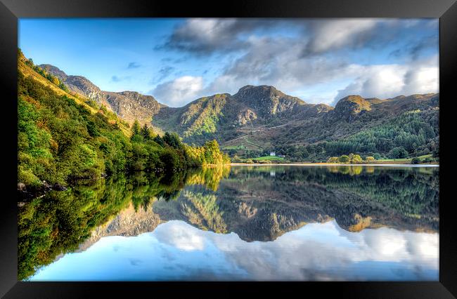 Mountain Reflections Crafnant Lake Framed Print by Adrian Evans
