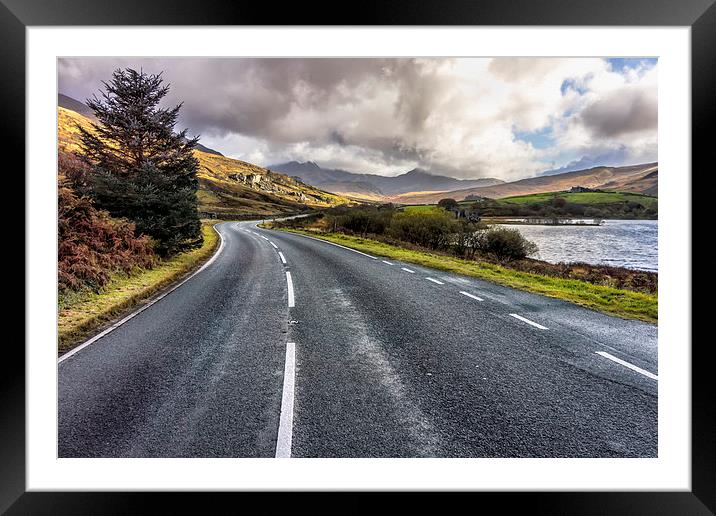 Mountain Road Snowdonia Wales Framed Mounted Print by Adrian Evans