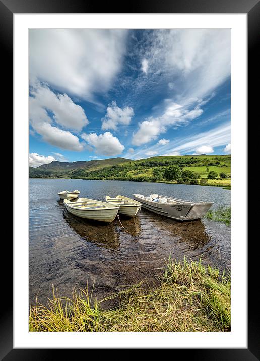 Moored Boats Nantlle Uchaf Lake  Framed Mounted Print by Adrian Evans