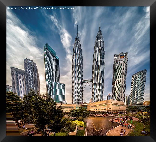 Twin Towers Kuala Lumpur  Framed Print by Adrian Evans