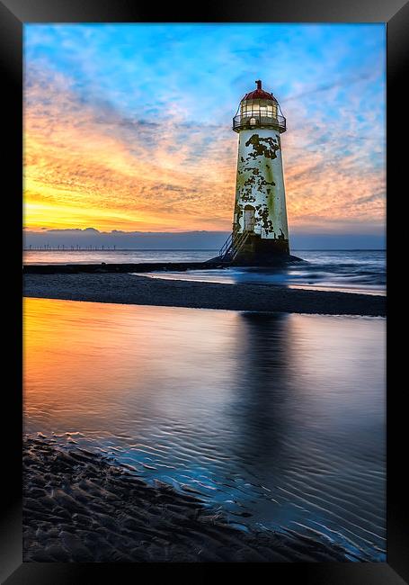Talacre Lighthouse Sunset Framed Print by Adrian Evans
