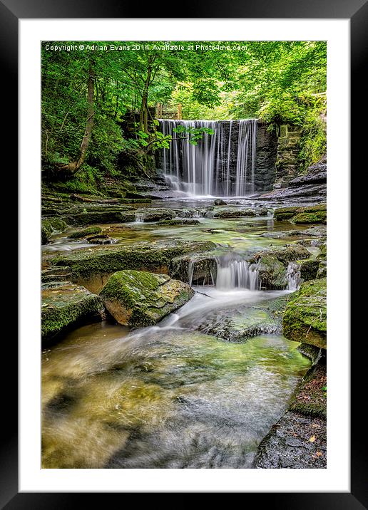 Nant Mill Waterfall Wrexham Framed Mounted Print by Adrian Evans