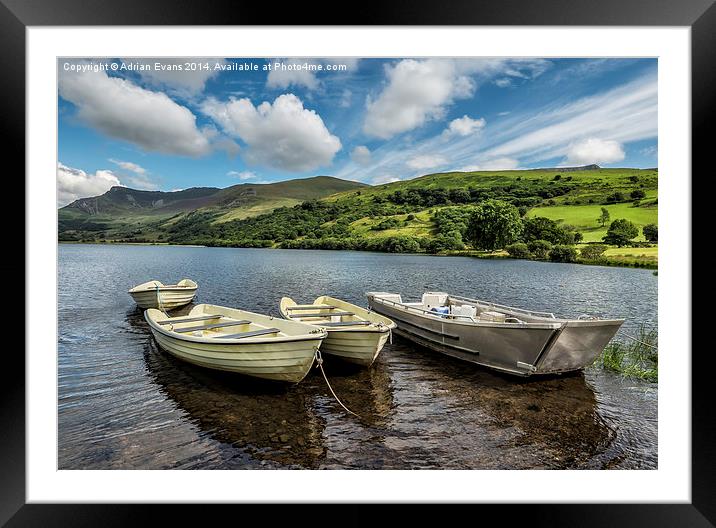 Nantlle Uchaf Boats Wales Framed Mounted Print by Adrian Evans