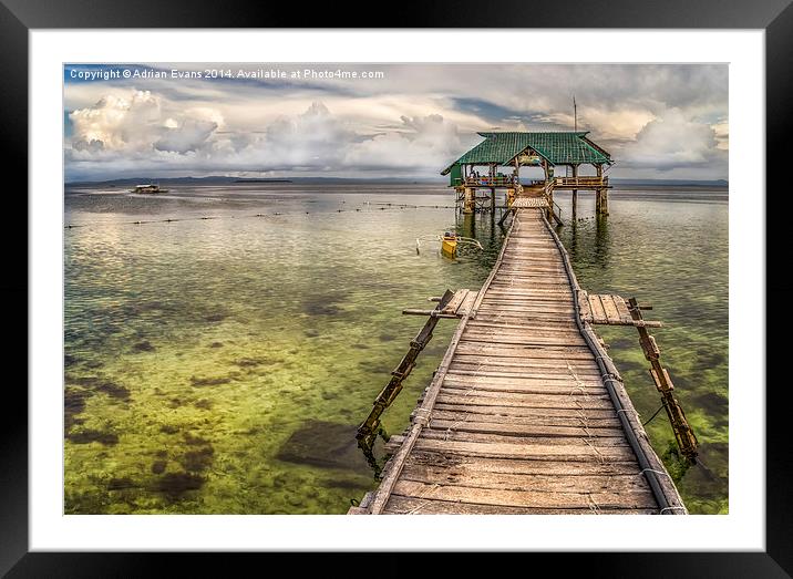 Rickety Pier Mactan Island Philippines Framed Mounted Print by Adrian Evans