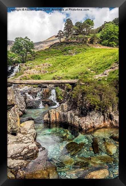 Watkin Path Waterfall Snowdonia Wales  Framed Print by Adrian Evans