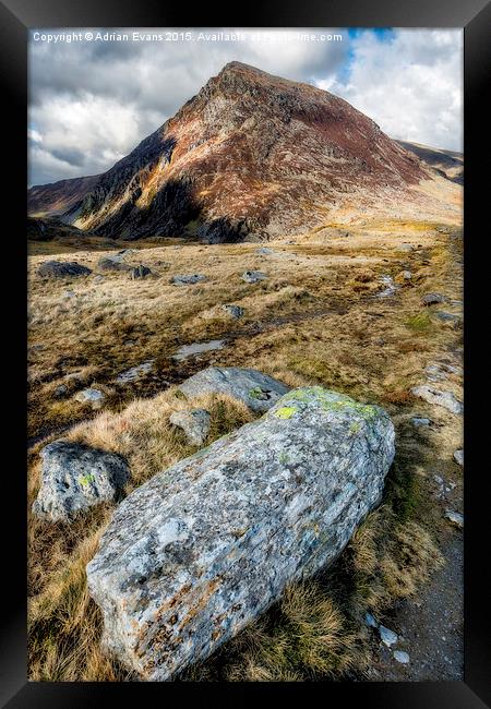 Pen yr Ole Wen Mountain Snowdonia  Framed Print by Adrian Evans