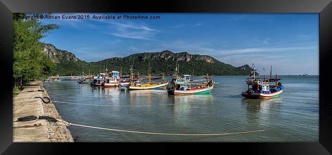 Fishing Harbour Thailand Framed Print by Adrian Evans