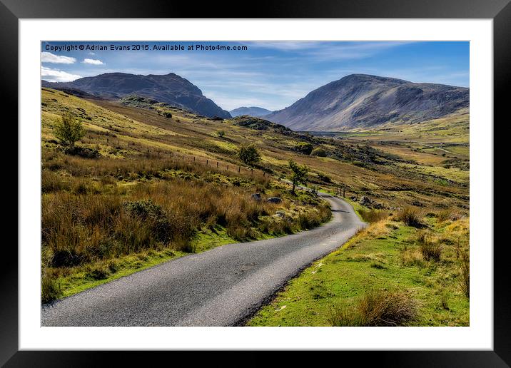 The Road To llyn Cowlyd Reservoir  Framed Mounted Print by Adrian Evans