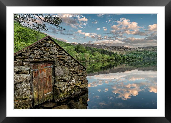 Gwynant Lake Boat House Wales  Framed Mounted Print by Adrian Evans