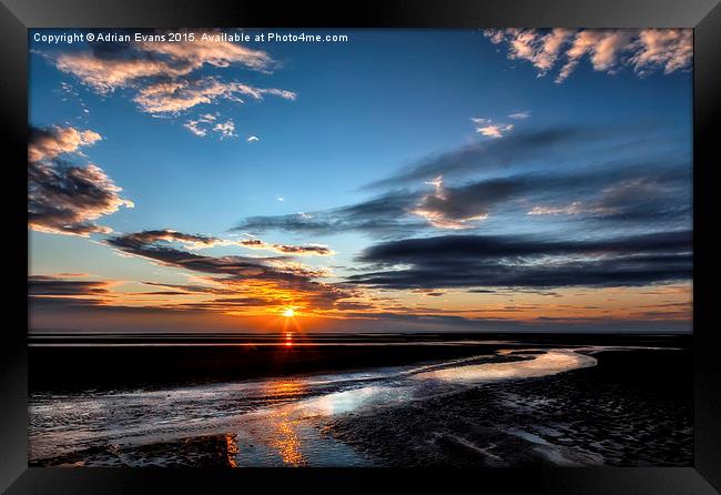 Beach Sunset Framed Print by Adrian Evans
