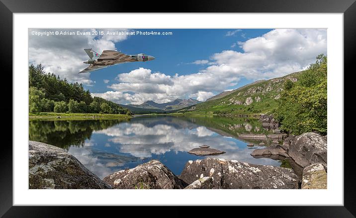 Vulcan Over Mymbyr Lake Snowdonia Framed Mounted Print by Adrian Evans