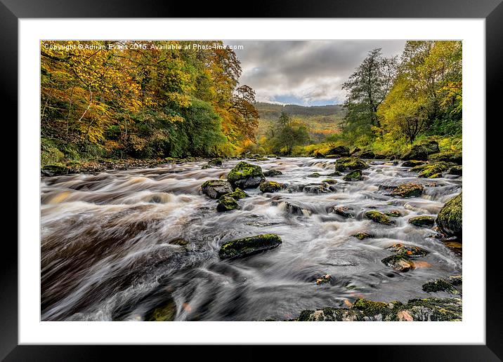 Autumn Rapids Framed Mounted Print by Adrian Evans