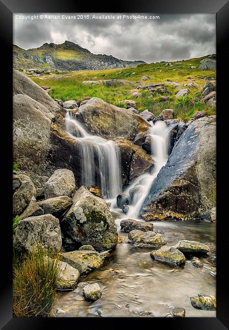 Nant Bochlwyd Waterfall Framed Print by Adrian Evans