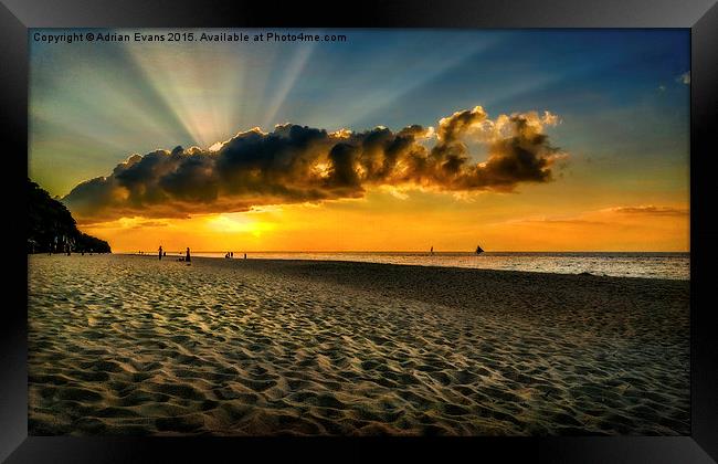 Sunset Puka Beach Boracay Philippines Framed Print by Adrian Evans