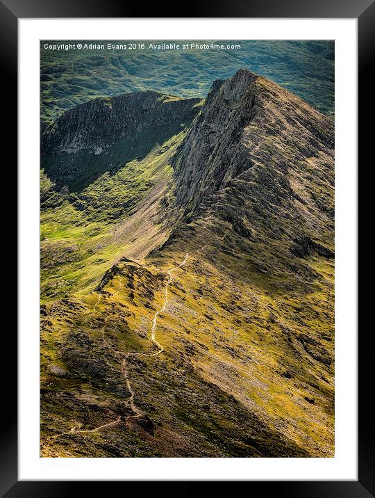 Crib Goch Ridge Snowdonia  Framed Mounted Print by Adrian Evans