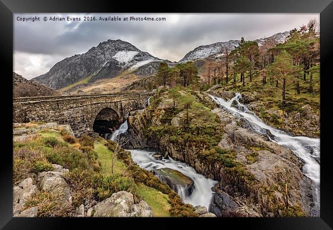 Ogwen Bridge Snowdonia Winter Framed Print by Adrian Evans