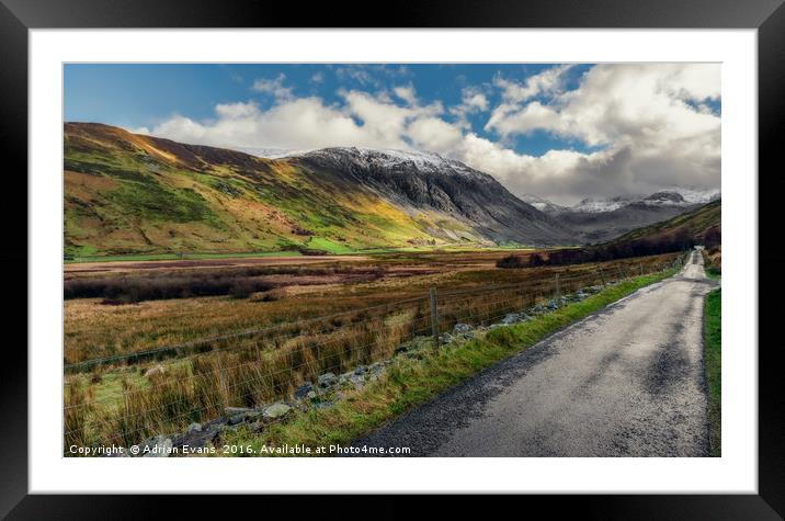 Nant Ffrancon Pass Snowdonia Wales  Framed Mounted Print by Adrian Evans