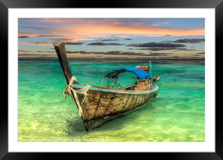 Longboat Sunset Framed Mounted Print by Adrian Evans