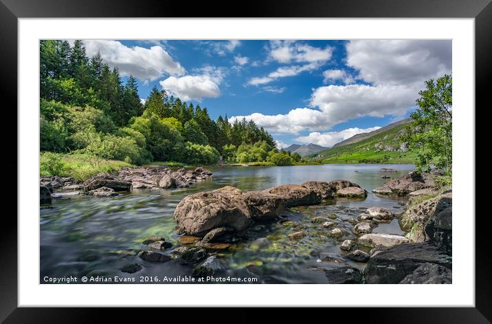 Mymbyr Lakes Snowdonia Framed Mounted Print by Adrian Evans