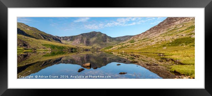 Ogwen Lake Snowdonia Reflections Framed Mounted Print by Adrian Evans