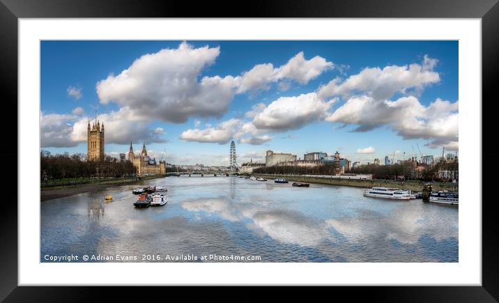 The River Thames London Framed Mounted Print by Adrian Evans