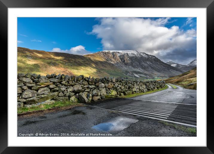 Nant Ffrancon Pass Snowdonia  Framed Mounted Print by Adrian Evans