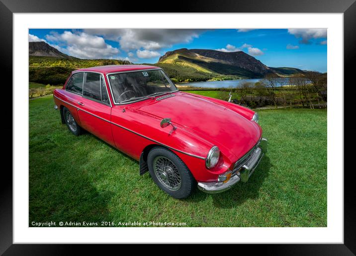 MGB GT Classic Car Framed Mounted Print by Adrian Evans
