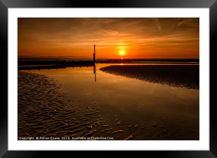 Seascape Sunset Framed Mounted Print by Adrian Evans
