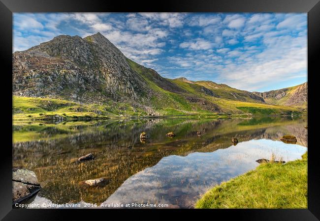 Mountain Reflection Snowdonia  Framed Print by Adrian Evans