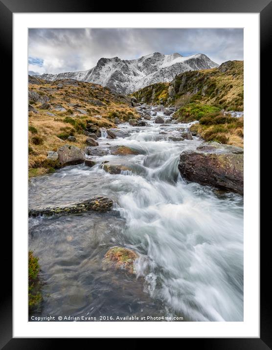 Cwm Idwal Rapids Snowdonia Framed Mounted Print by Adrian Evans