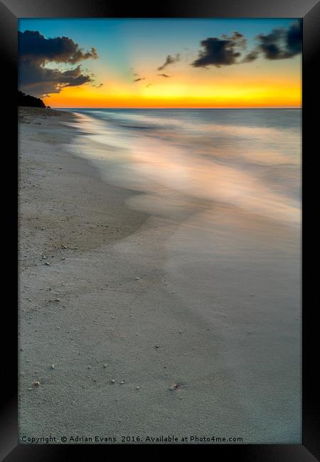 Beach Sunset Framed Print by Adrian Evans