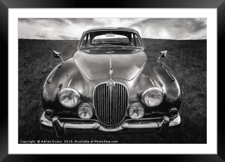 Jaguar MK II 3.8 Litre Framed Mounted Print by Adrian Evans