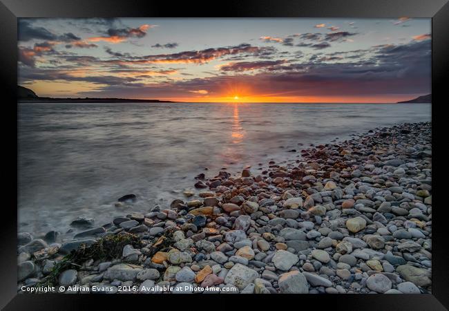 Deganwy Beach Sunset Llandudno Framed Print by Adrian Evans