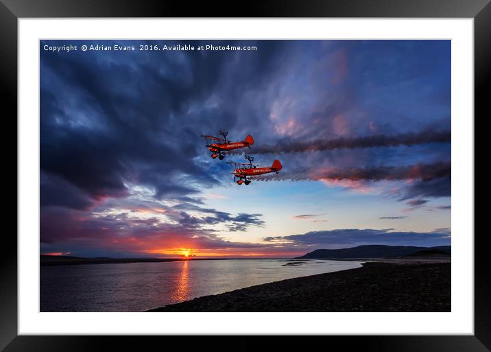 Breitling Wingwalkers Sunset Framed Mounted Print by Adrian Evans