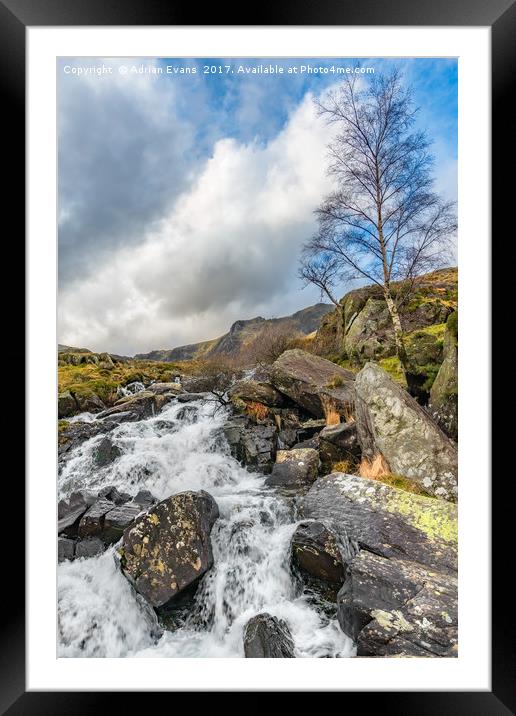 Winter Rapids of Snowdonia Framed Mounted Print by Adrian Evans