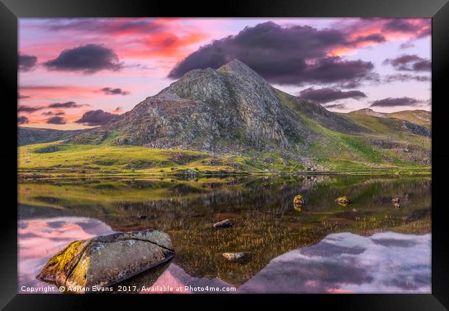 Tryfan Mountain Sunset Framed Print by Adrian Evans