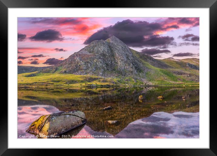 Tryfan Mountain Sunset Framed Mounted Print by Adrian Evans