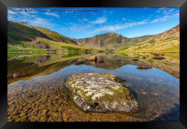 Snowdonia Mountain Reflections Framed Print by Adrian Evans