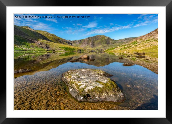 Snowdonia Mountain Reflections Framed Mounted Print by Adrian Evans
