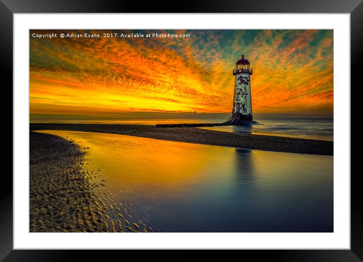 Evening Delight Talacre Lighthouse Framed Mounted Print by Adrian Evans
