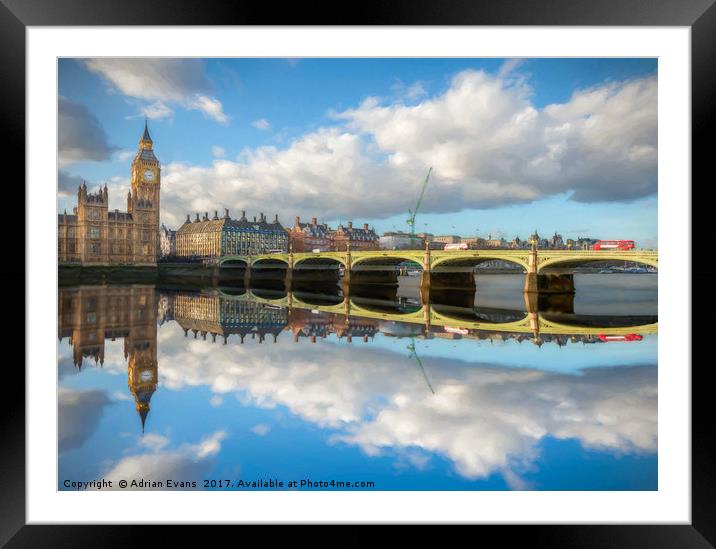 Westminster Bridge London Framed Mounted Print by Adrian Evans
