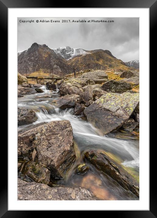 Cwm Idwal Rapids Snowdonia Framed Mounted Print by Adrian Evans