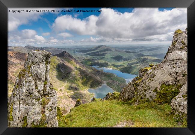 Lakes of Snowdonia Framed Print by Adrian Evans